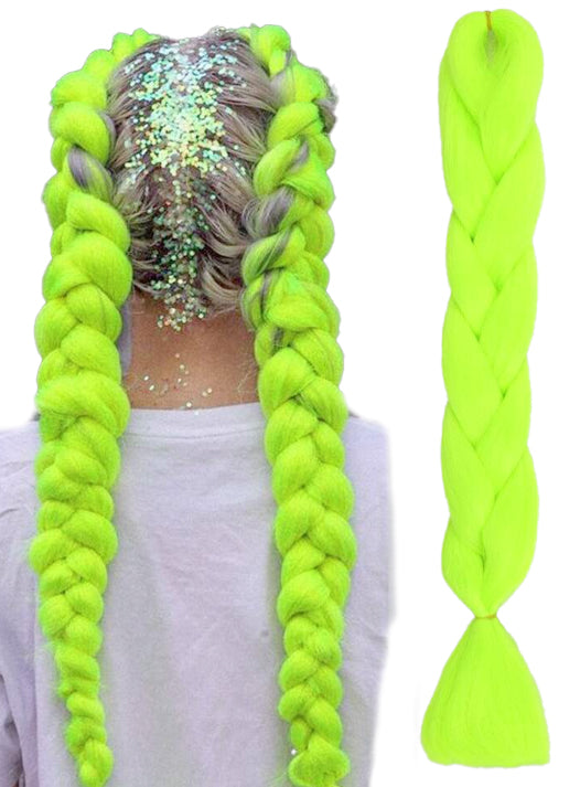 Extensie par sintetic pentru impletituri, Zola®, verde neon, 60 cm Extensie par sintetic pentru impletituri, Zola®, verde neon, 60 cm